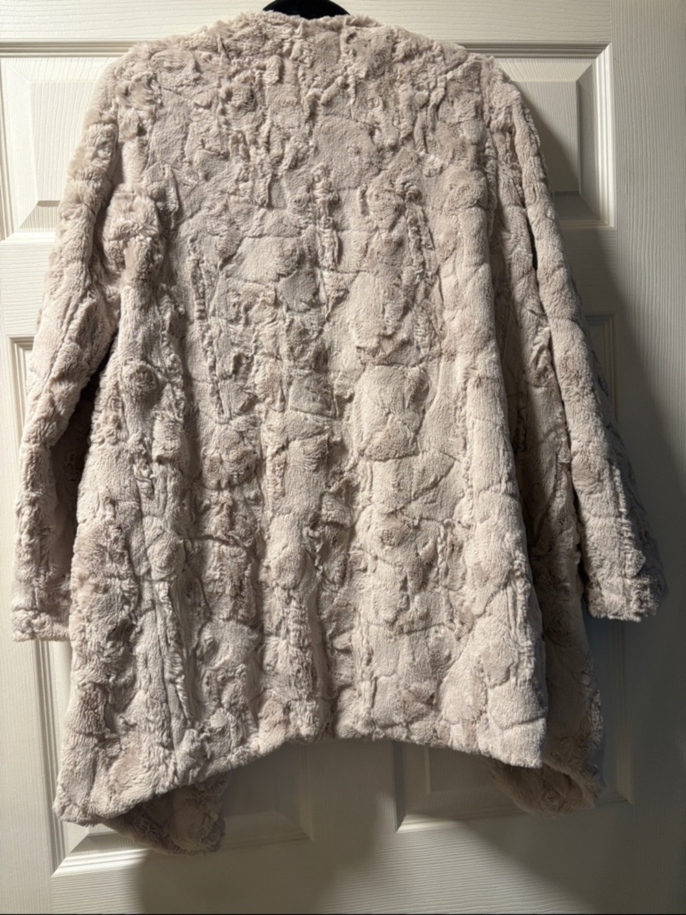 Faux Fur Plush Open Front Coat - Light Beige - Picture 6 of 7